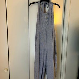 Derek Heart navy and white striped jumper